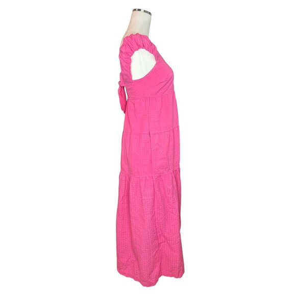 Old Navy Womens Size XS Sleeveless Tiered Maxi Dress Pink Trance Bow Back Summer - Picture 6 of 13